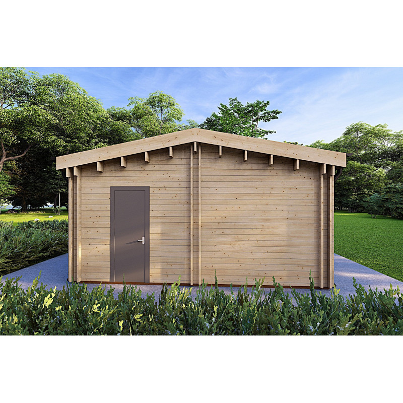 Casa prefabbricata in legno con garage CLOE 114 m² 44/140/44 mm, lato destro