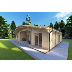 Casa di legno NATALIA 12x8, 68mm, fronte lato destro