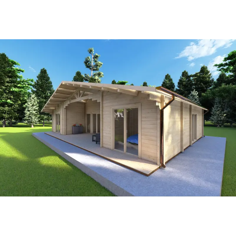 Casa di legno NATALIA 12x8, 68mm, fronte lato destro