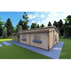 Casa in legno ROSALIA 12x8, 68mm, fronte lato destro