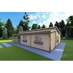 Casa in legno ROSALIA 12x8, 68mm, fronte lato destro