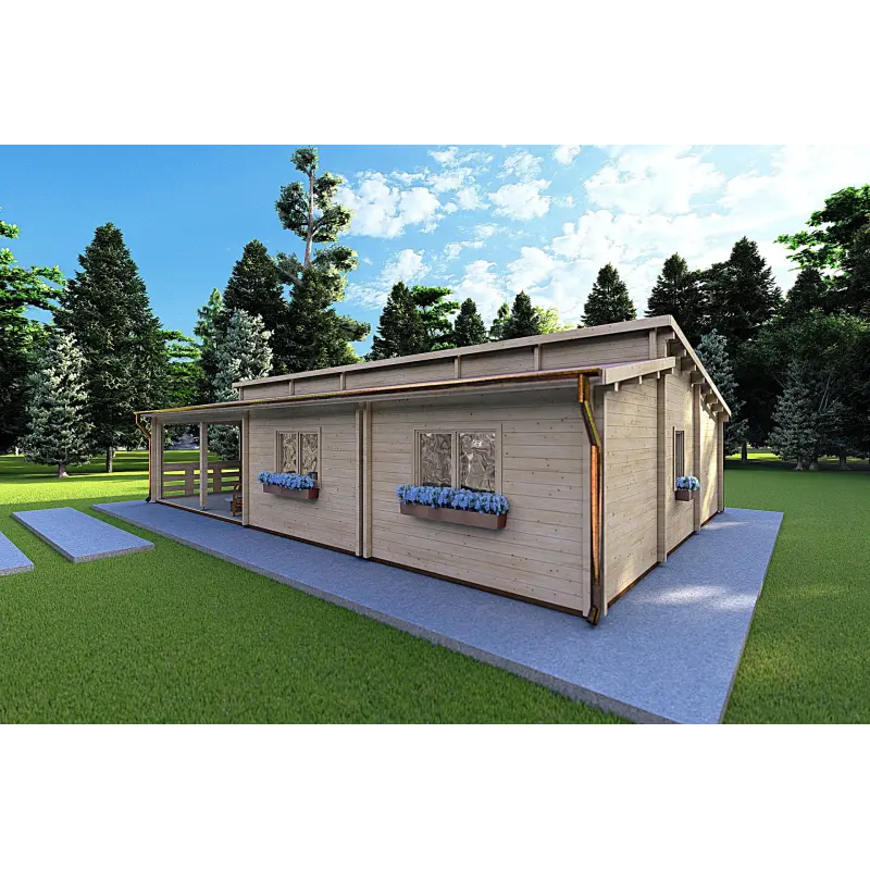 Casa in legno ROSALIA 12x8, 68mm, fronte lato destro