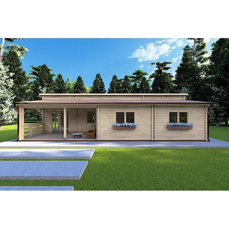 Casa in legno ROSALIA 12x8, 68mm, vista frontale