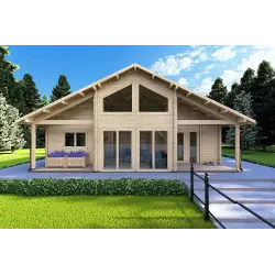 Casa di legno ASPEN 10x8 68mm, vista frontale