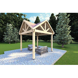 Pergola di legno 3x3, fronte lato destro