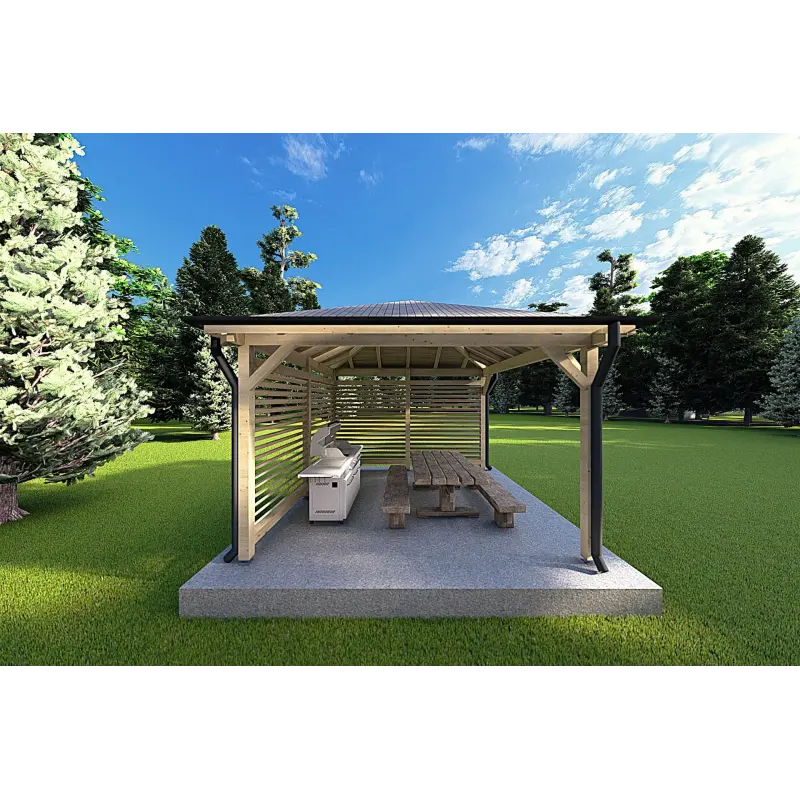Gazebo di legno 4x4 OLIVIA, lato B