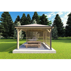 Gazebo di legno 4x4 OLIVIA, vista frontale