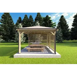 Gazebo di legno 4x4 OLIVIA, vista frontale