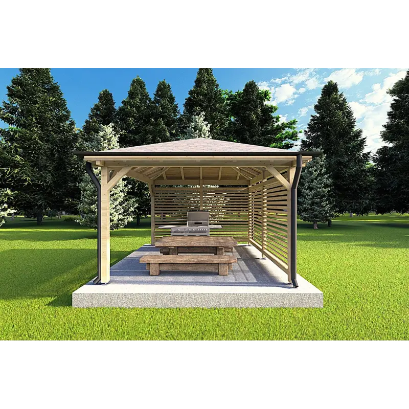 Gazebo di legno 4x4 OLIVIA, vista frontale