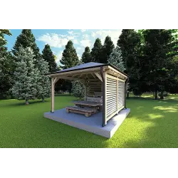 Gazebo di legno 4x4 OLIVIA, fronte lato destro