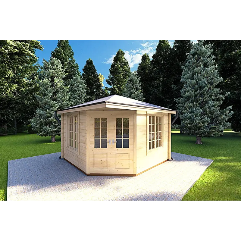 Casetta in legno KARIN 3.5x3.5, 40 mm, vista frontale