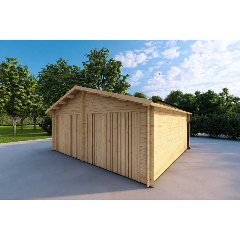 Garage in legno doppio 30 m², 40mm, fronte lato destro