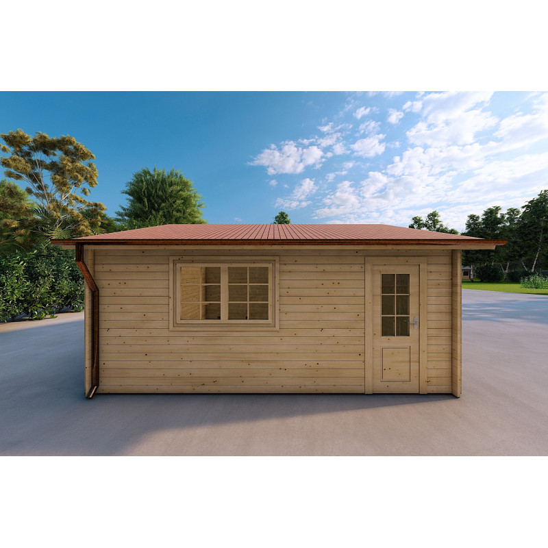 Garage in legno doppio 30 m², 40mm, lato destro