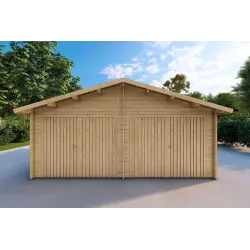 Garage in legno doppio 30 m², 40mm, vista frontale