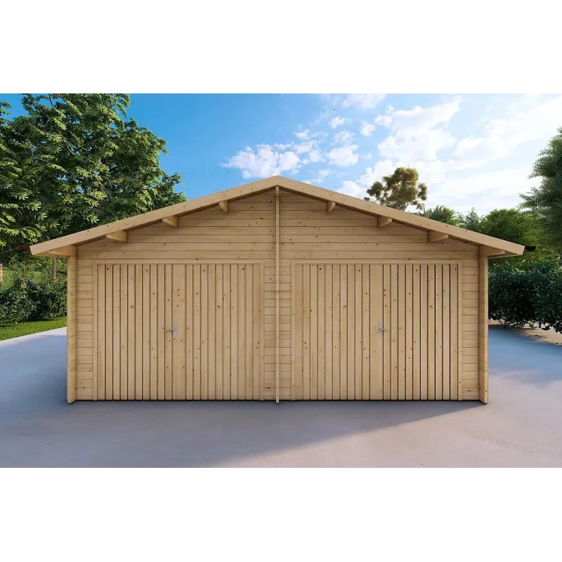 Garage in legno doppio 30 m², 40mm, vista frontale