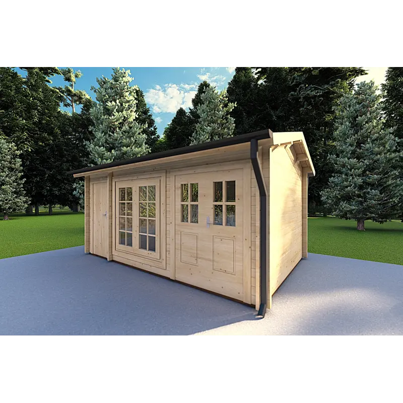 Casa in legno da giardino ALEXIA 4.5x3, 40mm, fronte lato destro
