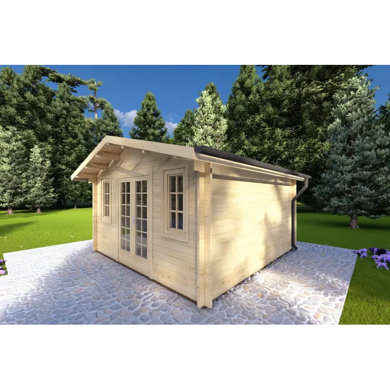 Casa in legno da giardino BENEDETTA 4x4, 40mm, fronte lato destro