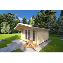 Casa in legno da giardino MARGHERITA 3.8x3.8, 40mm, fronte lato destro