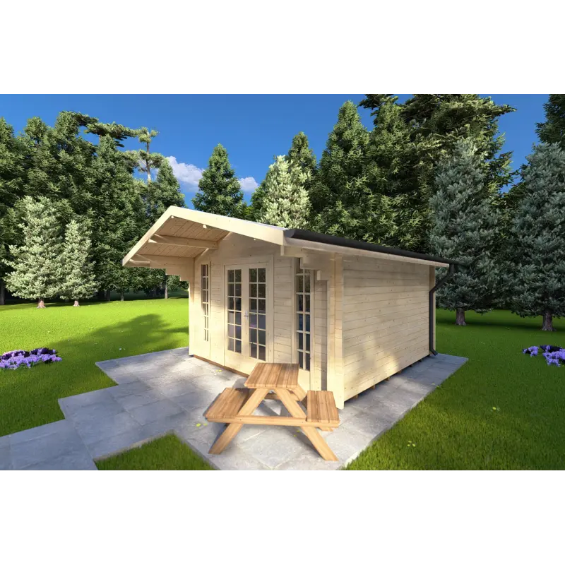 Casa in legno da giardino MARGHERITA 3.8x3.8, 40mm, fronte lato destro