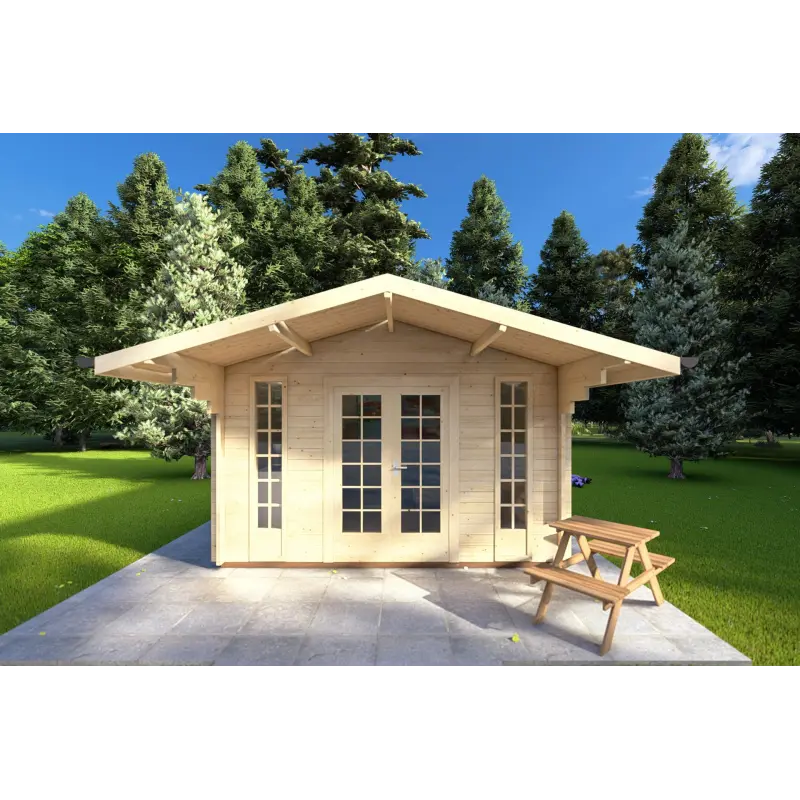 Casa in legno da giardino MARGHERITA 3.8x3.8, 40mm, vista frontale