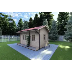 Casa in legno da giardino ROSA 5x3.5, 40mm, fronte lato destro