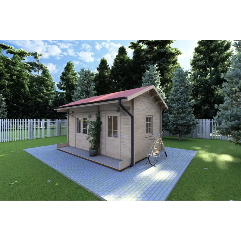 Casa in legno da giardino ROSA 5x3.5, 40mm, fronte lato destro