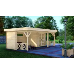 Casa in legno da giardino ASIA 6x4, fronte lato sinistro