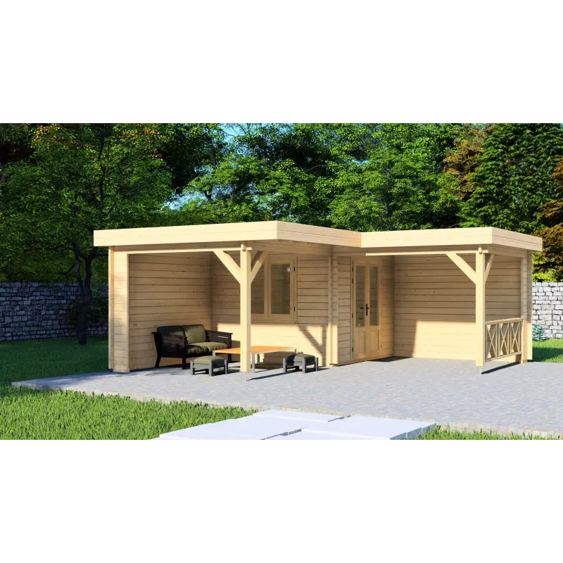 Casetta in legno REBECCA 6x6 , 44mm, vista frontale