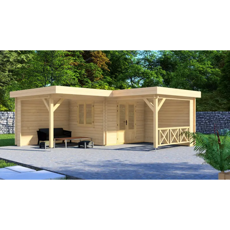 Casetta in legno REBECCA 6x6 , 44mm, fronte lato destro