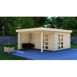 Casa in legno da giardino GISELLE 4x6, 44mm, fronte lato destro
