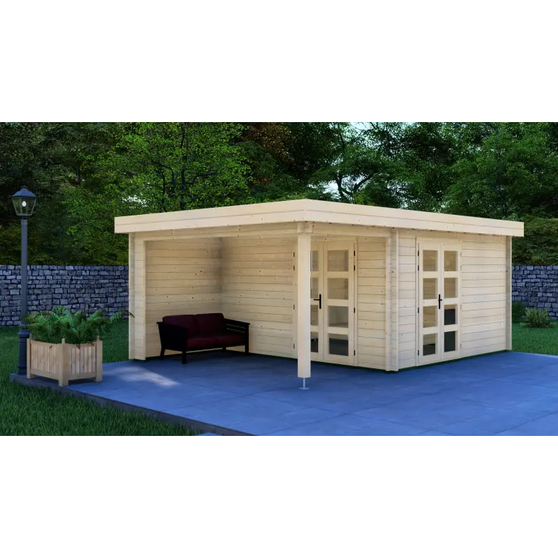 Casa in legno da giardino GISELLE 4x6, 44mm, fronte lato destro