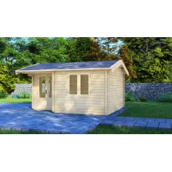 Casetta da giardino MONICA 5x4, 68mm, fronte lato destro