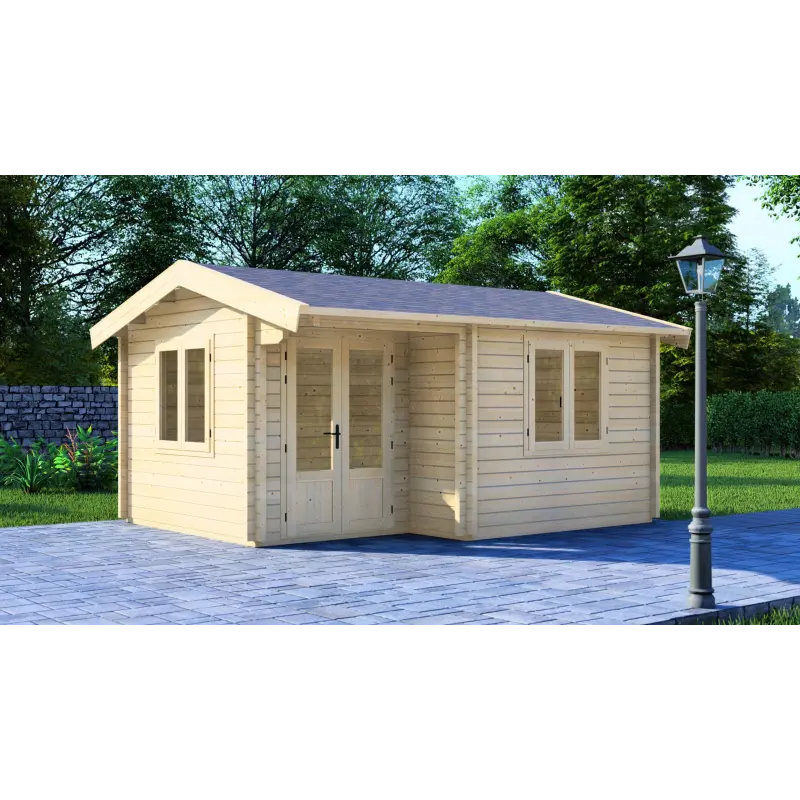 Casetta da giardino MONICA 5x4, 68mm, vista frontale