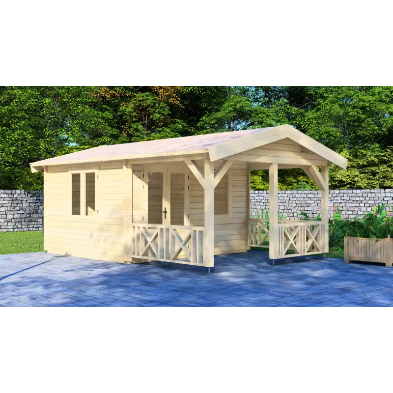 Casetta in legno NICOLE 6x4, 68mm, fronte lato sinistro