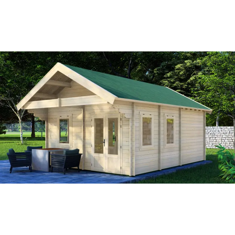 Casa in legno da giardino GIORGIA 4.5x6, 44mm, fronte lato destro