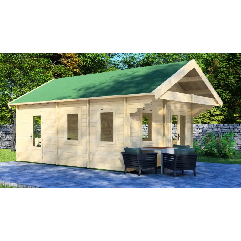 Casa in legno da giardino GIORGIA 4.5x6, 44mm, fronte lato sinistro