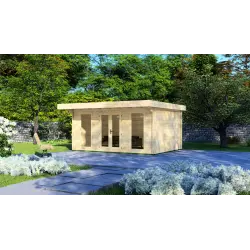 Casa in legno da giardino ILENIA 5x3.5, 44mm, fronte lato destro