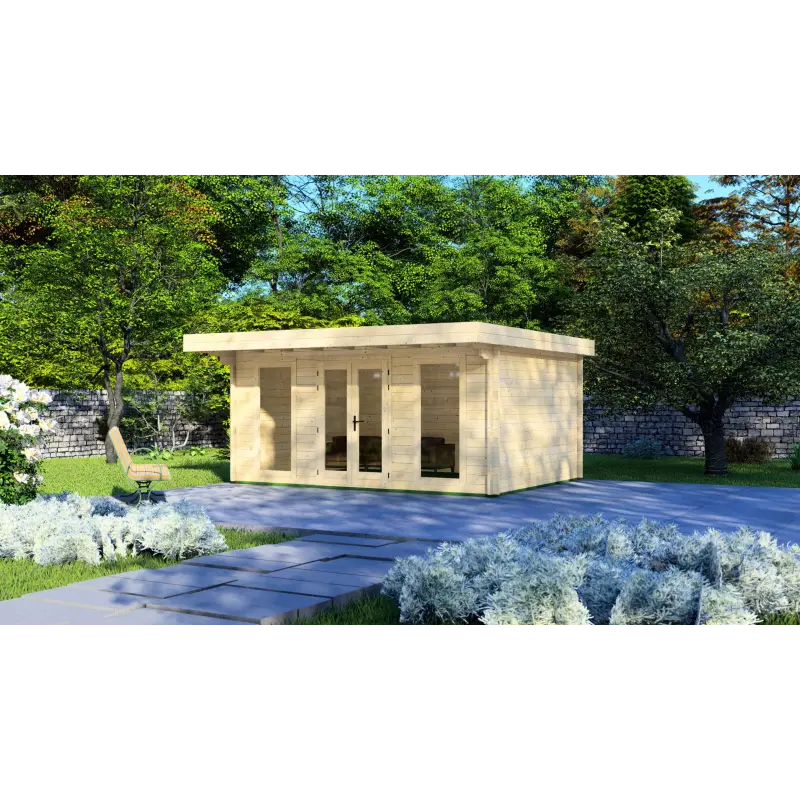 Casa in legno da giardino ILENIA 5x3.5, 44mm, fronte lato destro