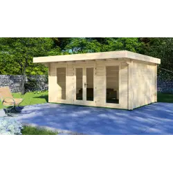 Casa in legno da giardino ILENIA 5x3.5, 44mm, vista frontale