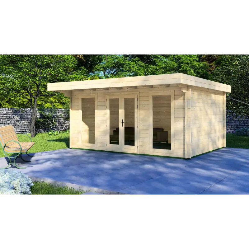 Casa in legno da giardino ILENIA 5x3.5, 44mm, vista frontale