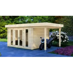 Casa in legno da giardino GWEN 5x3, 44mm, fronte lato destro