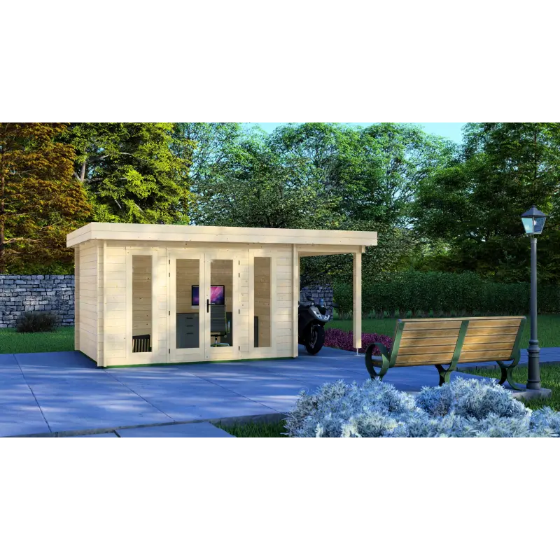 Casa in legno da giardino GWEN 5x3, 44mm, vista frontale