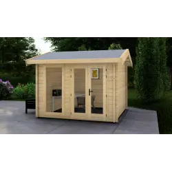 Casetta in legno AMELIA 3x3, 44mm, fronte lato destro