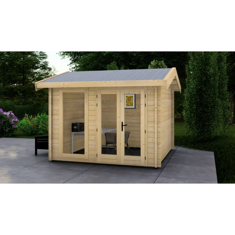 Casetta in legno AMELIA 3x3, 44mm, fronte lato destro