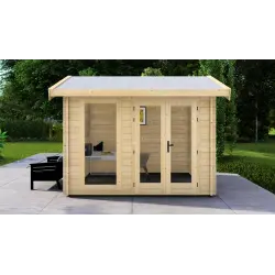 Casetta in legno AMELIA 3x3, 44mm, vista frontale