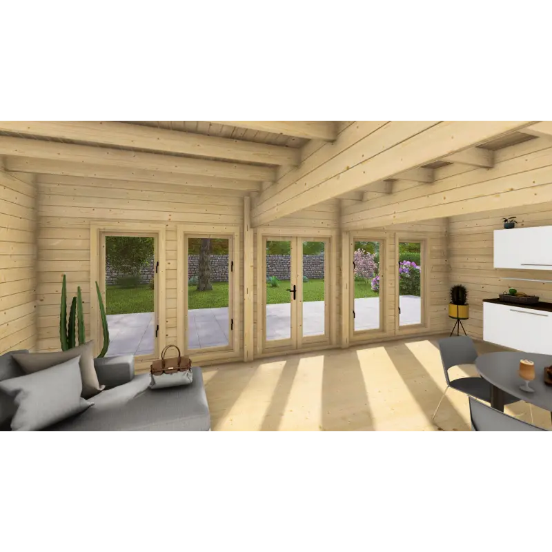 Casa in legno da giardino HOPE 7x4.5, 44mm, interno