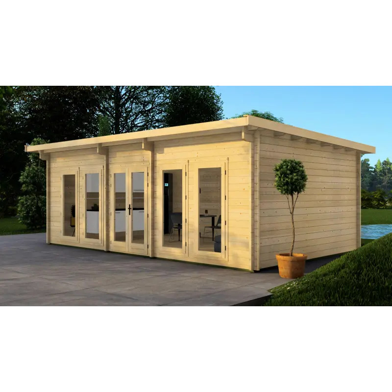 Casa in legno da giardino HOPE 7x4.5, 44mm, fronte lato destro