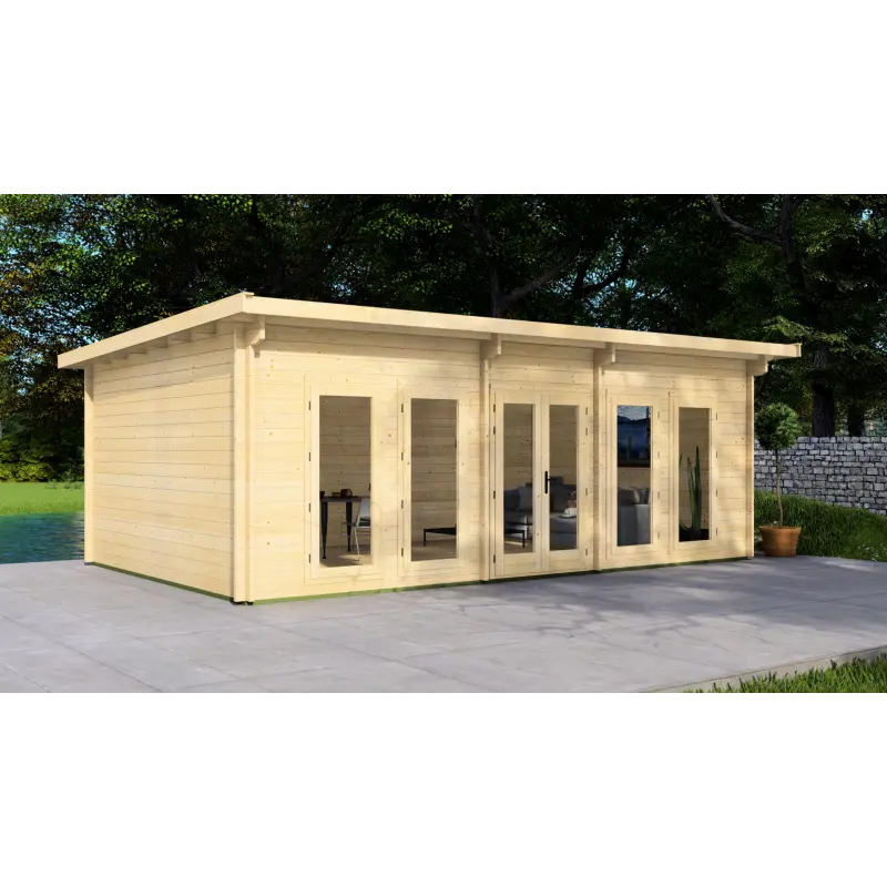 Casa in legno da giardino HOPE 7x4.5, 44mm, lato sinistro
