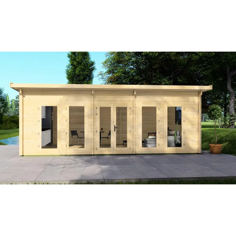Casa in legno da giardino HOPE 7x4.5, 44mm, vista frontale