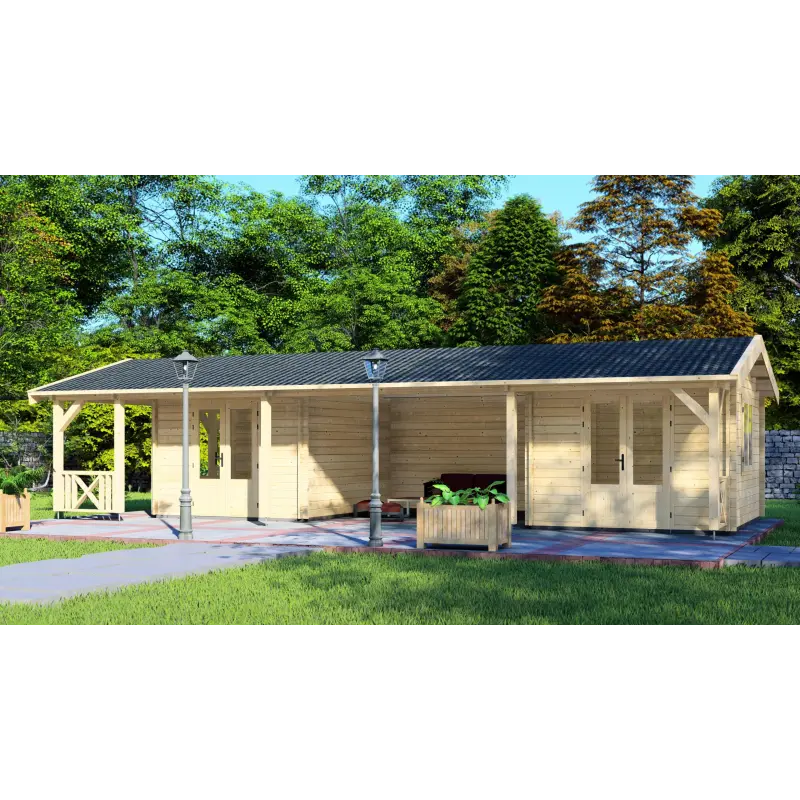 Casa di legno ELEONORA 11.5x5, 44mm, fronte lato destro